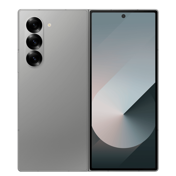 Samsung Z Fold 6 gris abierto de dorso (formato celular)