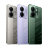 Tres (3) Poco M7 Pro 5G, un Poco M7 Pro 5G gris, un Poco M7 Pro 5G violeta y un Poco M7 Pro 5G verde