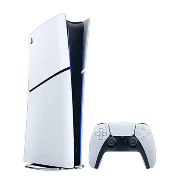 Playstation 5 más un control vista lateral.